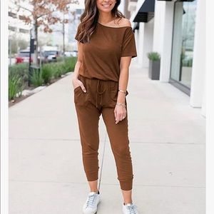 SOLD Beautiful Copper Jogger Jumpsuit/Romper
